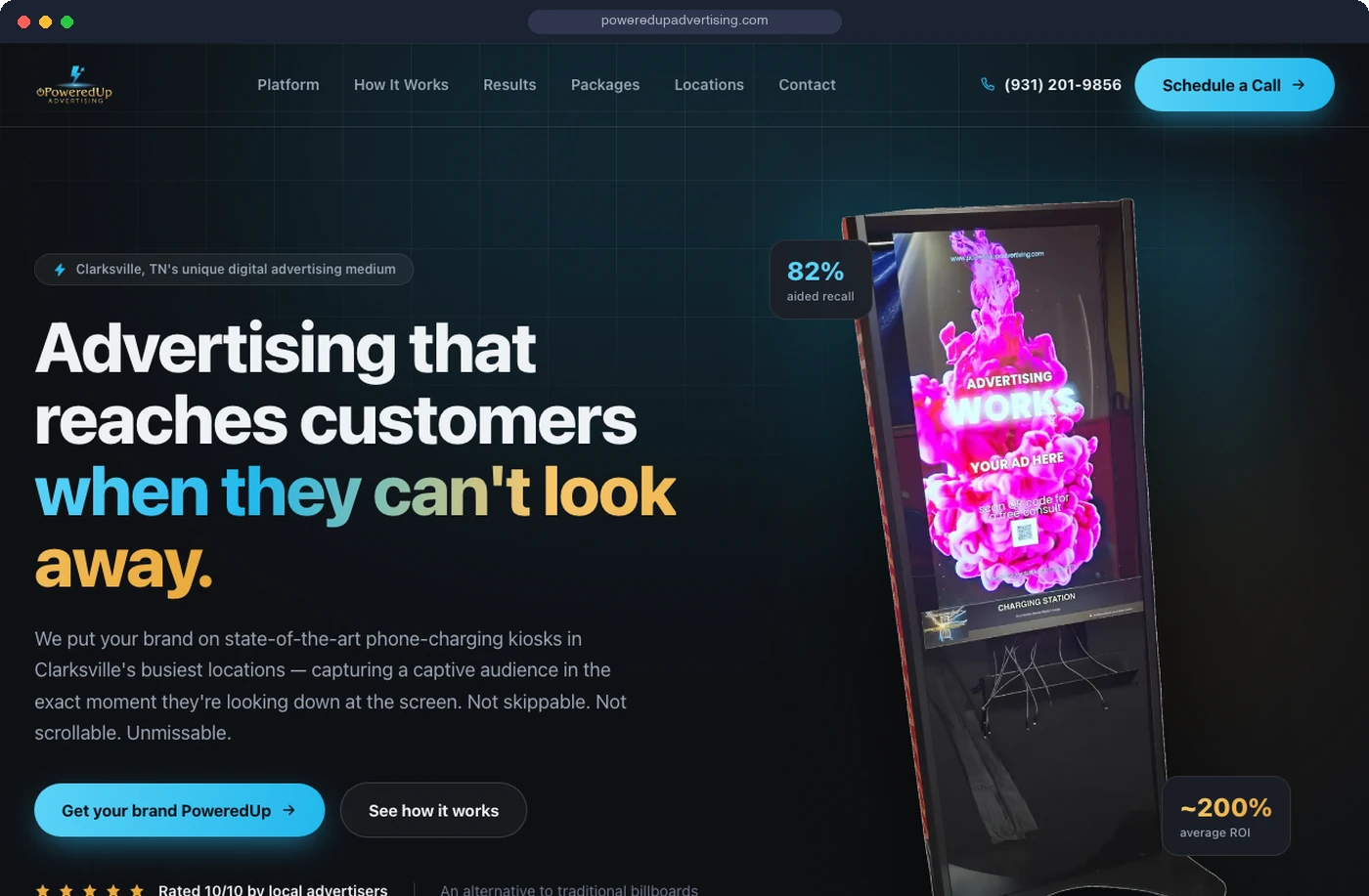 PoweredUp Advertising — live client website on poweredupadvertising.com