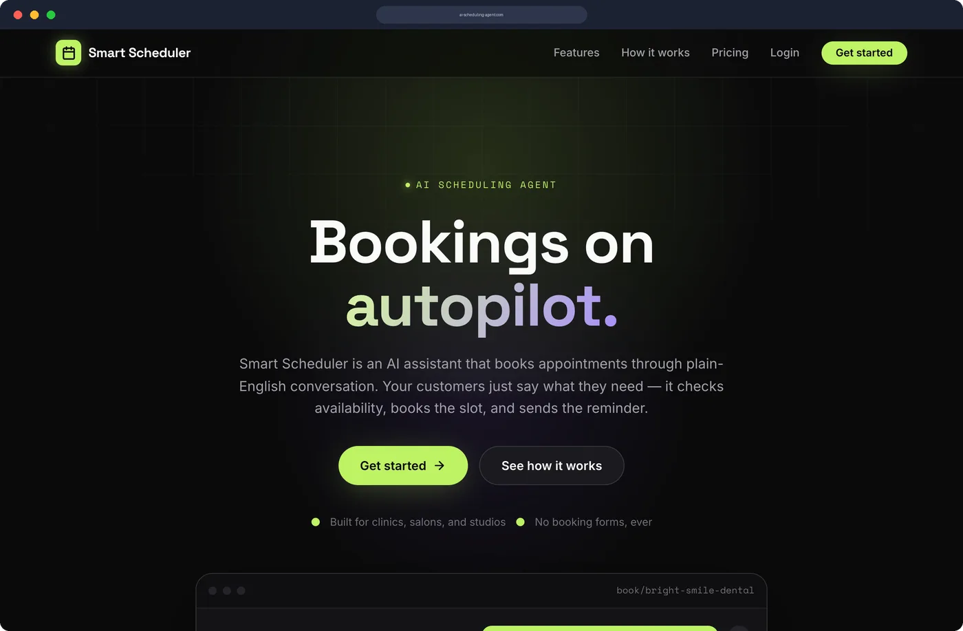 Smart Scheduler — AI appointment booking landing page
